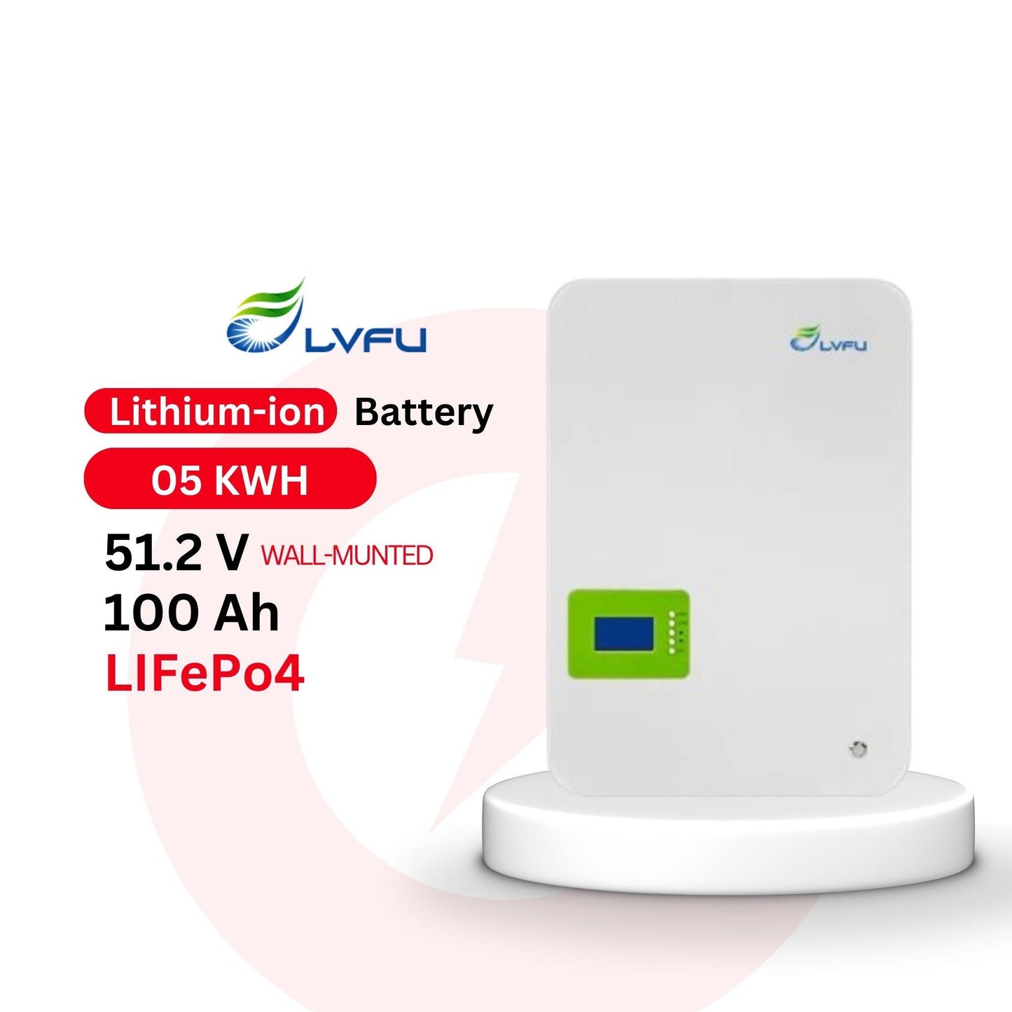 LVFU 05KWh 51.2V 100Ah Wall Mount Lithium Ion LiFePO4 Battery