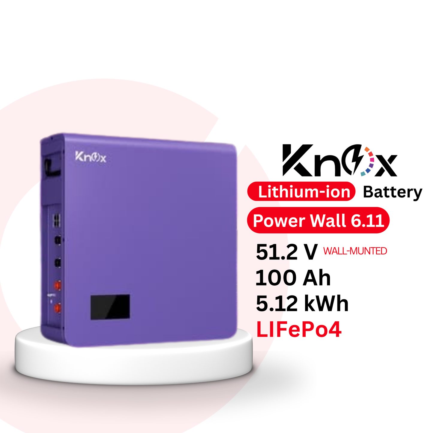 Knox Power Wall 6.11 5.12V 100Ah 5.12kWh IP66 Lithium-Ion Battery Knox