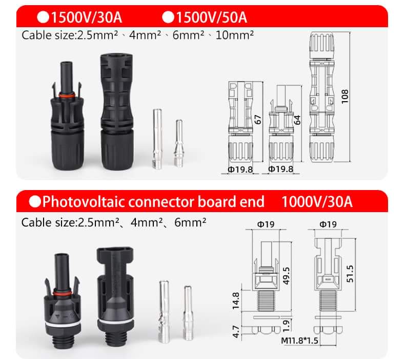 Slocable MC4 Connector 1500V 50A