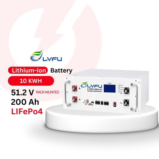 LVFU 10KWh 51.2V 200Ah Rack Mounted Lithium Ion LiFePO4 Battery