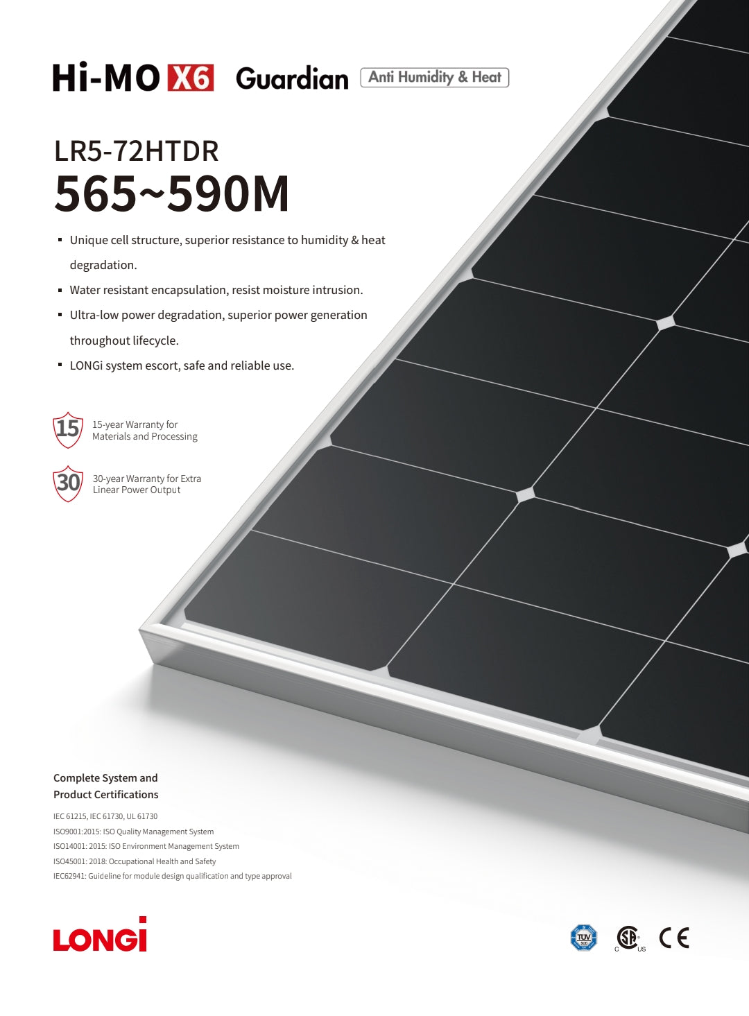 Longi Hi-MO X6 Bifacial 575W Anti Humidity & Heat Solar Panels