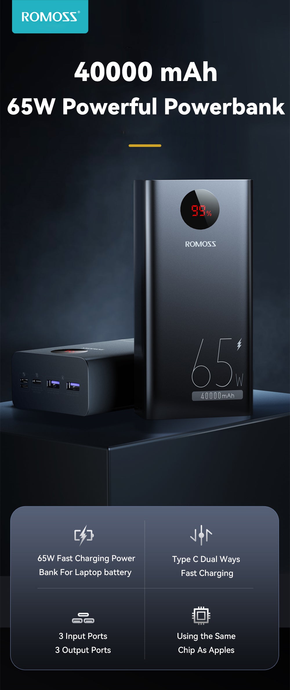 Romoss 40000 mah Superfast Charging Power Bank