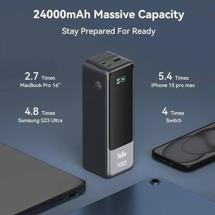 Selore 24000mAh High-Capacity 140W Portable Laptop Power Bank